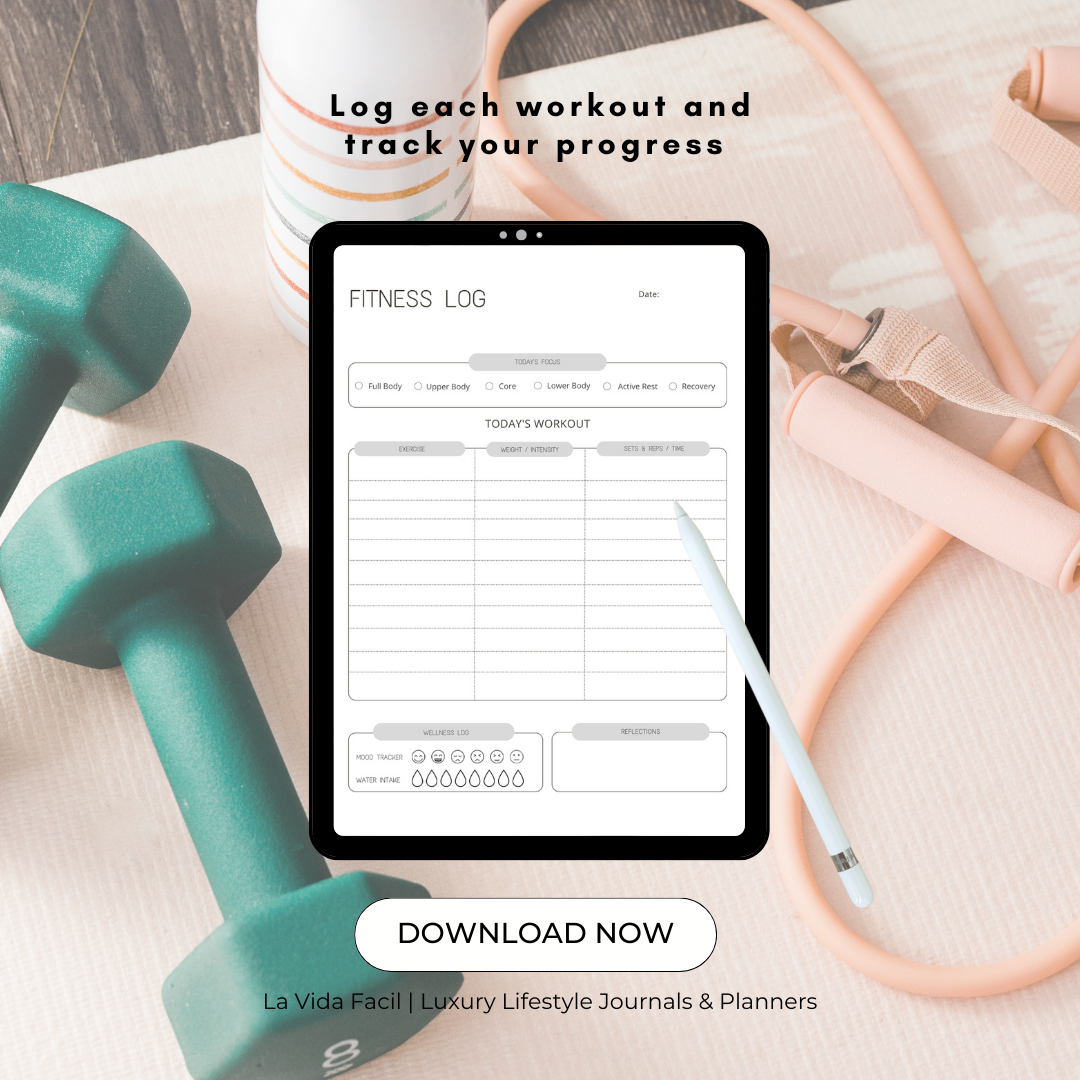 My Fitness Journal | Digital Fitness Planner, Track Workouts & Goals, Printable Exercise Log and Health Tracker