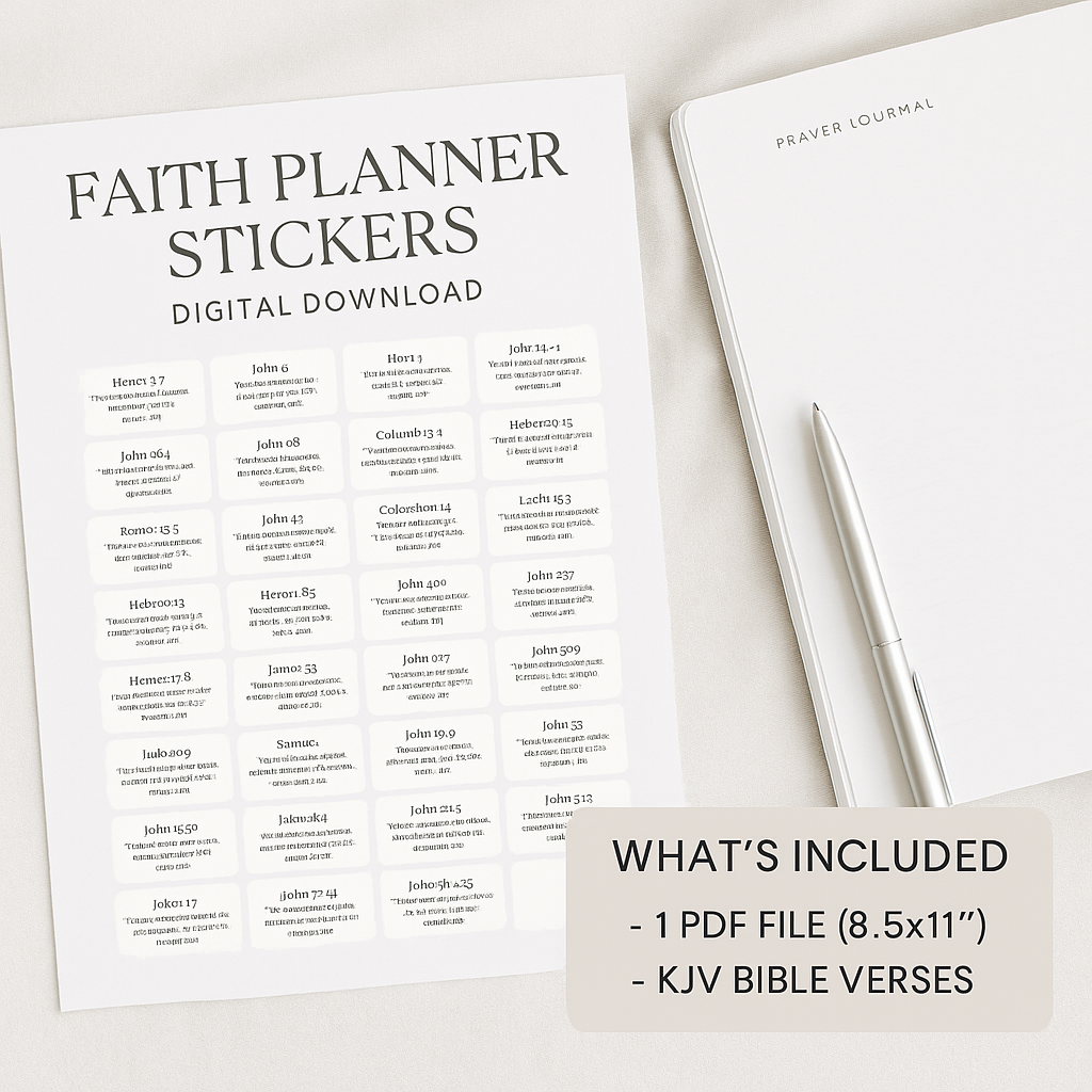 Printable Bible Verse Stickers | KJV Scripture Stickers, Digital Download, Faith Planner Stickers